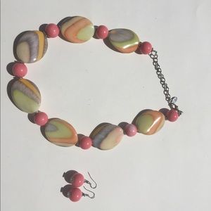20.5” Multi Color Necklace, Earrings